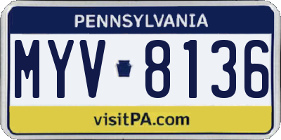PA license plate MYV8136
