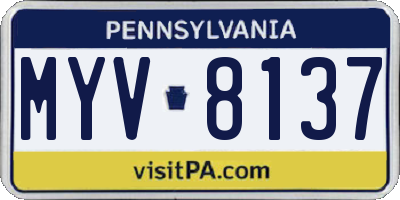 PA license plate MYV8137