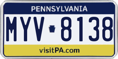 PA license plate MYV8138