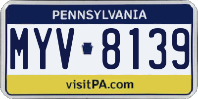 PA license plate MYV8139