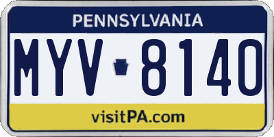 PA license plate MYV8140