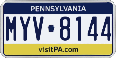 PA license plate MYV8144