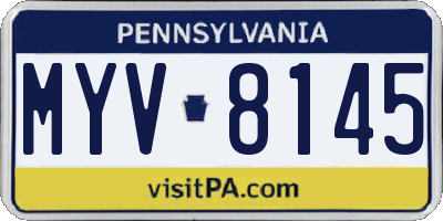 PA license plate MYV8145