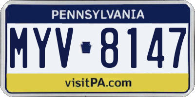 PA license plate MYV8147