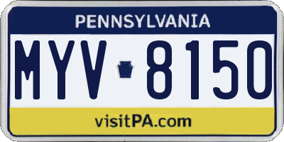 PA license plate MYV8150