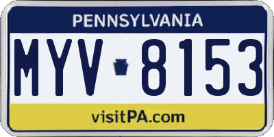 PA license plate MYV8153