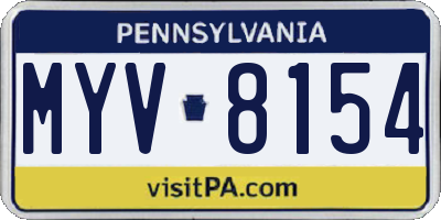 PA license plate MYV8154