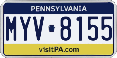 PA license plate MYV8155