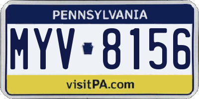 PA license plate MYV8156