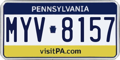 PA license plate MYV8157