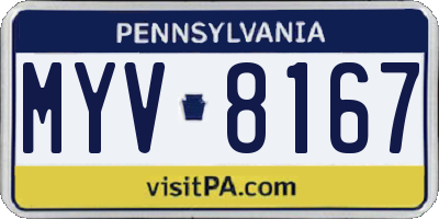 PA license plate MYV8167
