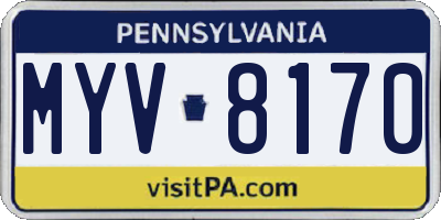 PA license plate MYV8170