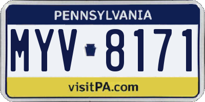 PA license plate MYV8171