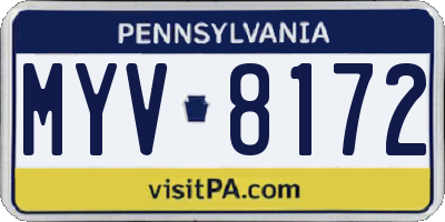 PA license plate MYV8172