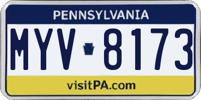 PA license plate MYV8173