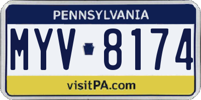 PA license plate MYV8174