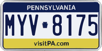 PA license plate MYV8175