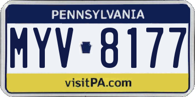 PA license plate MYV8177