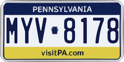 PA license plate MYV8178