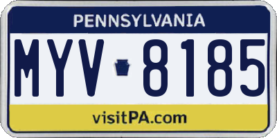PA license plate MYV8185