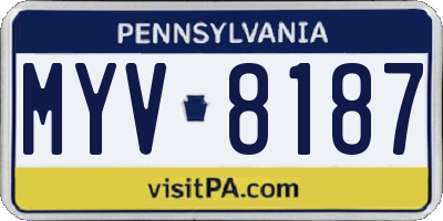 PA license plate MYV8187