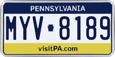 PA license plate MYV8189