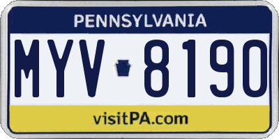 PA license plate MYV8190