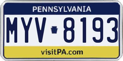 PA license plate MYV8193