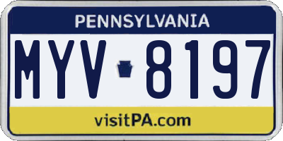 PA license plate MYV8197