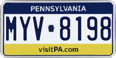 PA license plate MYV8198