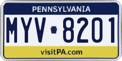 PA license plate MYV8201