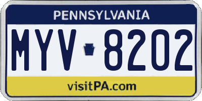 PA license plate MYV8202
