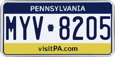 PA license plate MYV8205