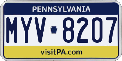 PA license plate MYV8207