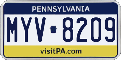 PA license plate MYV8209
