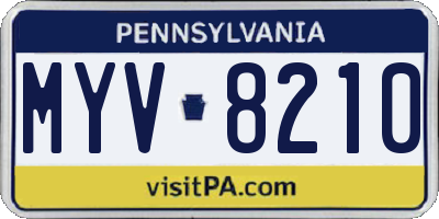 PA license plate MYV8210