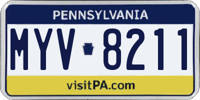 PA license plate MYV8211