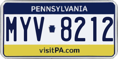 PA license plate MYV8212