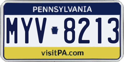 PA license plate MYV8213