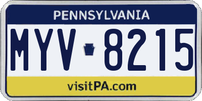 PA license plate MYV8215