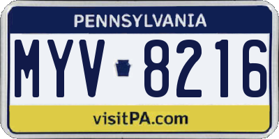 PA license plate MYV8216