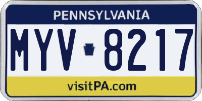 PA license plate MYV8217