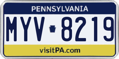 PA license plate MYV8219