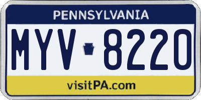 PA license plate MYV8220