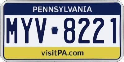 PA license plate MYV8221