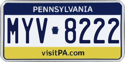 PA license plate MYV8222