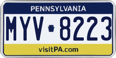 PA license plate MYV8223