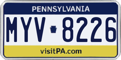 PA license plate MYV8226