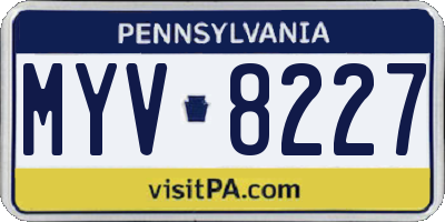 PA license plate MYV8227