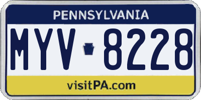 PA license plate MYV8228